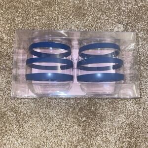 Kate Spade New York‎ Stemless Wine Glass Set Blue Stripes Acrylic 14 Oz